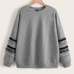 NWOT SHEIN Fringe Sleeve Sweatshirt